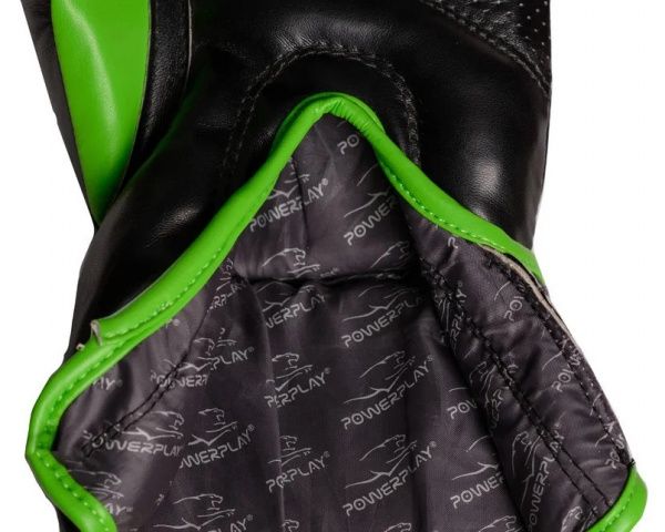 Боксерские перчатки PowerPlay р. 16 16oz 3018 черно-зеленый