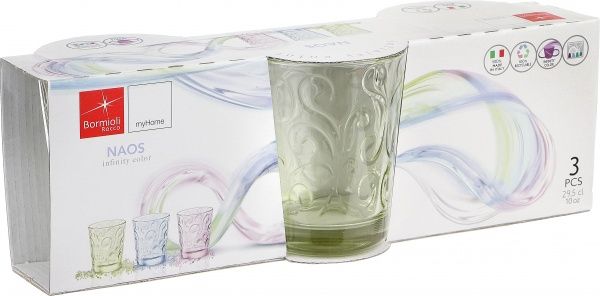 Набір склянок Naos Candy 295 мл 3 шт. lime Bormioli Rocco