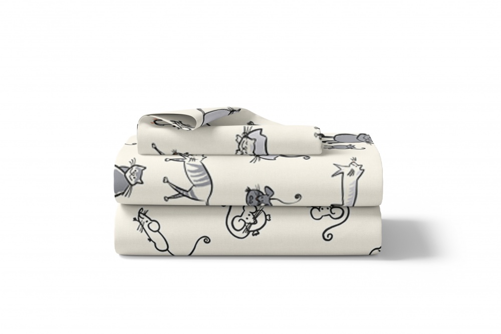 Комплект постільної білизни 1.5 CAT STORY мультиколор Luna