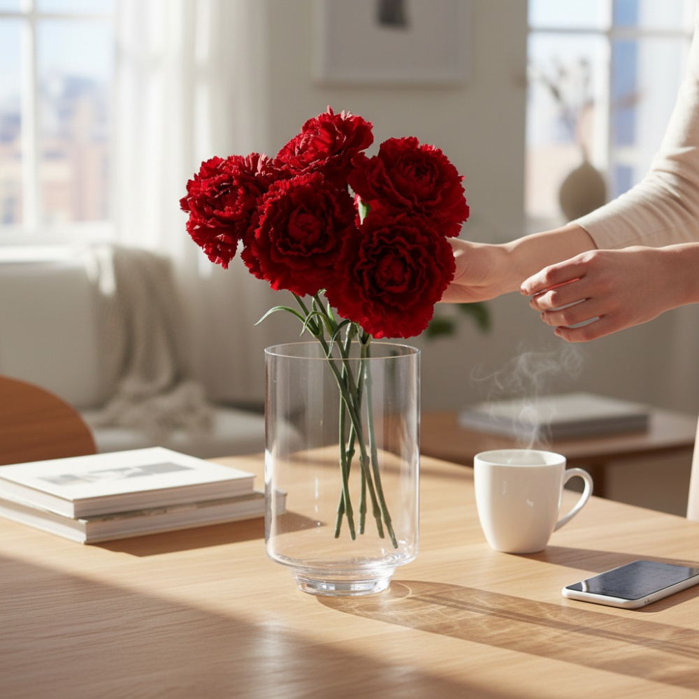 Ваза скляна Wrzesniak Glassworks Циліндр на ніжці 24 см прозора 15-3897