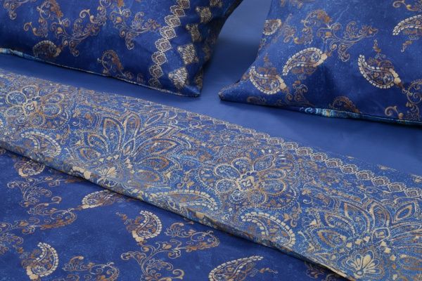 Комплект постільної білизни Matera B1 2 синій із золотим Granfoulard 