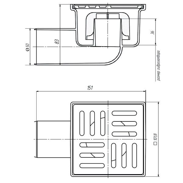 Трап сливной Ani Plast TA5102EU 100х100/50 мм