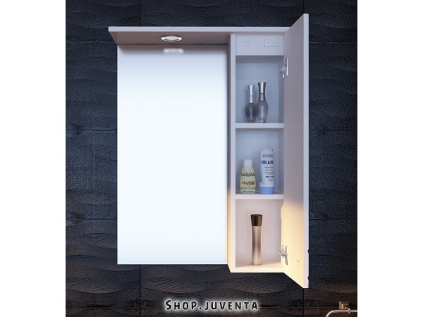 Зеркало со шкафчиком ЮВЕНТА Rio RioMC1-60 левая белая