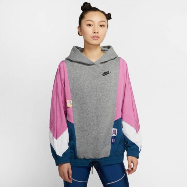 Джемпер Nike W NSW ICN CLSH PO HOODY MIX OS CJ2029-091 р. L сірий