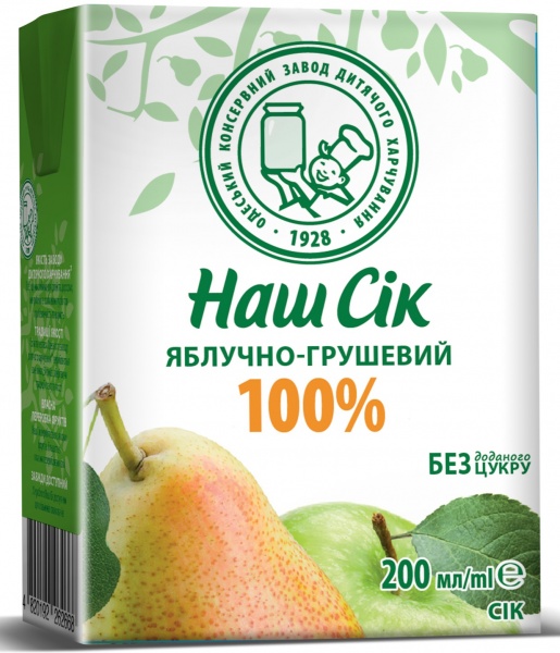 Сок Наш Сік Яблочно-грушевый 0,2 л 