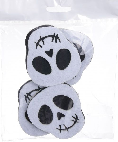 Декор з фетру Череп 8 шт. 5х8 см чорний/білий