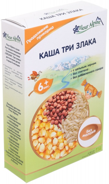 Каша безмолочна Fleur Alpine від 5 місяців Organic три злаки 175 г 