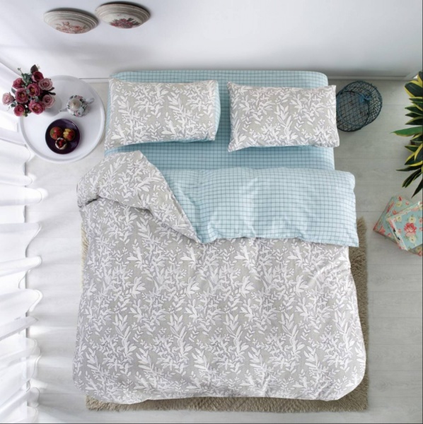 Комплект постільної білизни Ribera 2 сірий із блакитним La Nuit 