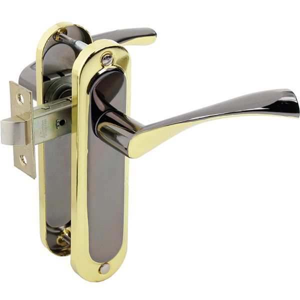 Комплект Bruno Bravo 162 ручка на планке + защелка 245 черный никель/золото