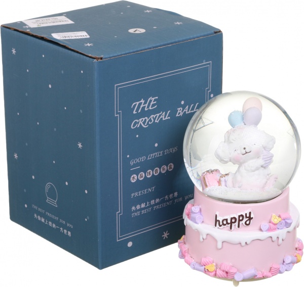 Сувенир новогодний шар снежный собачка и зайка 2122-100 светодиодная (LED) 