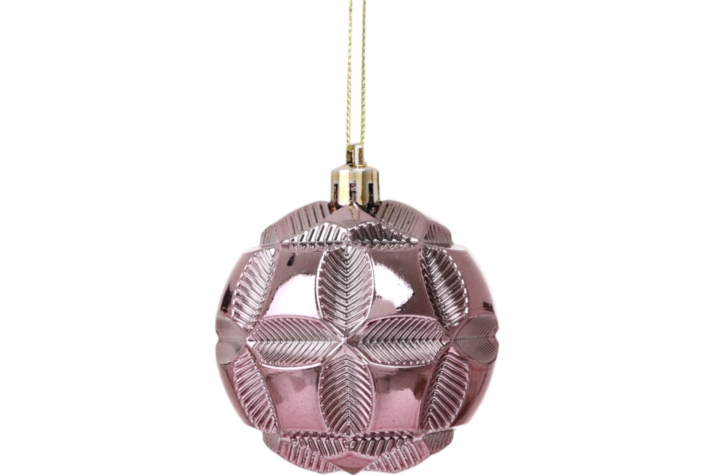 Набір ялинкових куль різна фактура рожевий d 60 мм 41 шт./уп.