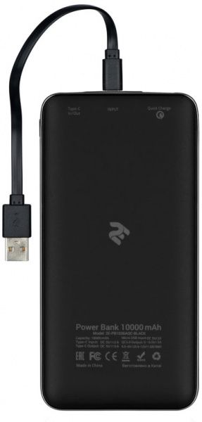 Внешний аккумулятор (Powerbank) 2E 10000 mAh black (2E-PB1036AQC-BLACK) Quick Charge 3.0 
