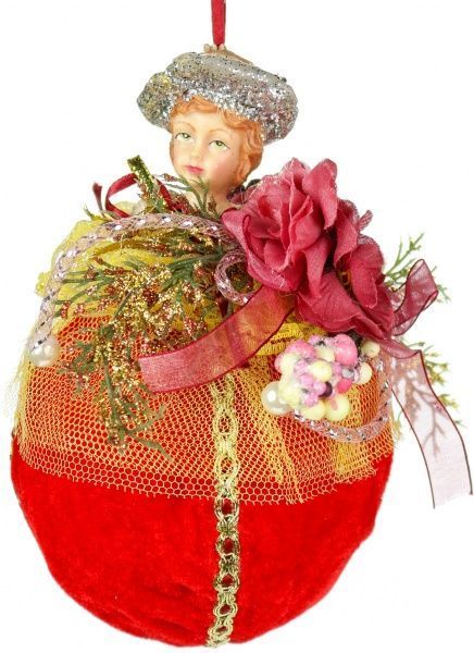Підвіска Дівчинка на великій червоній кулі 19 см DL110801  