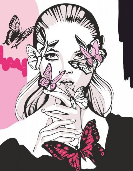 Картина по номерам Девушка с бабочками Rosa Start 