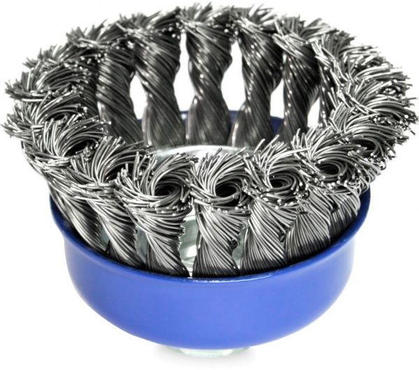 Щітка чашкова 75мм x M14, плетений дріт d0,5 об/хв 12500 стальний дріт S&R 136250075