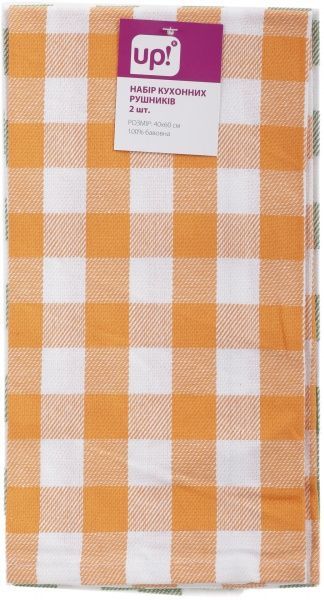Набір рушників Checked 40x60 см UP! (Underprice) зелено-помаранчевий/клітчастий 