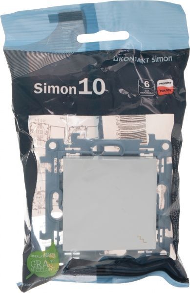 Вимикач прохідний одноклавішний Simon 10 без підсвітки 10 А 250В білий CW6.01/11