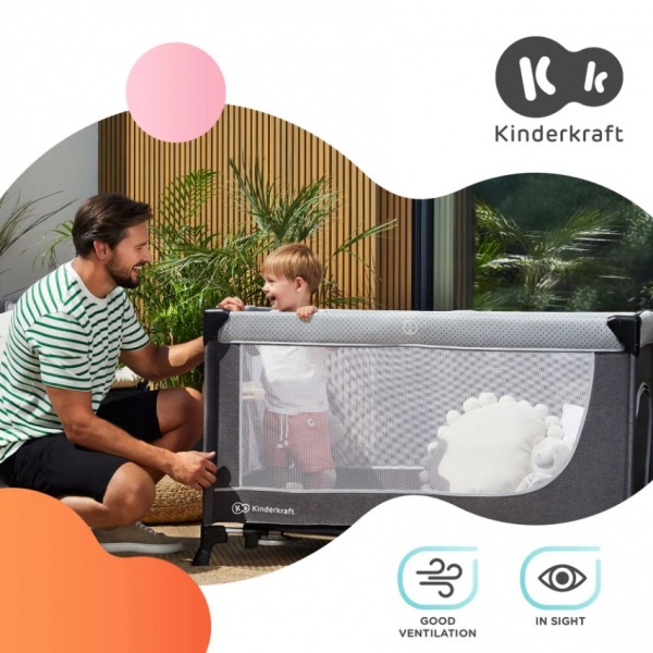 Манеж-ліжко Kinderkraft Leody Grey KCLEOD00GRY0000