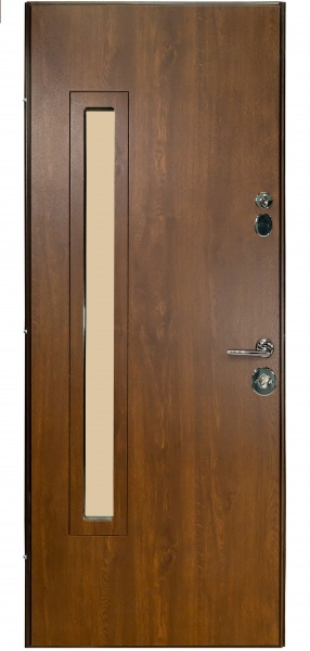 Дверь входная Булат Термо House – 705 стеклопакет дуб бронзовый 2050x1200 мм правая