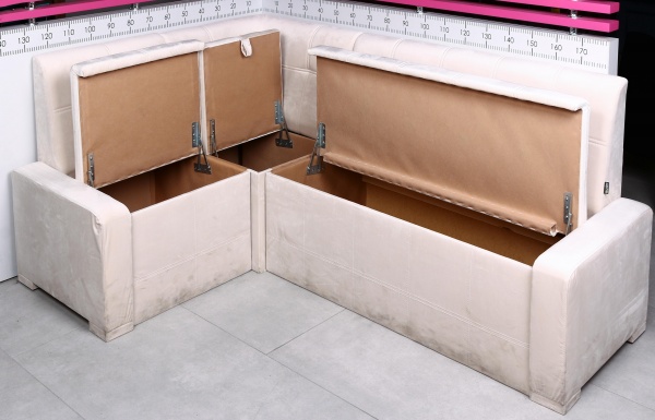 Уголок кухонный Атлант 1400х2000х910 мм без спального места жасмин 02 бежевый / бежевый 