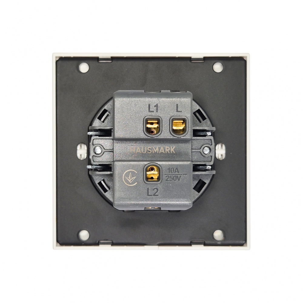 Вимикач прохідний одноклавішний HausMark INO без підсвітки білий WS-EU-White