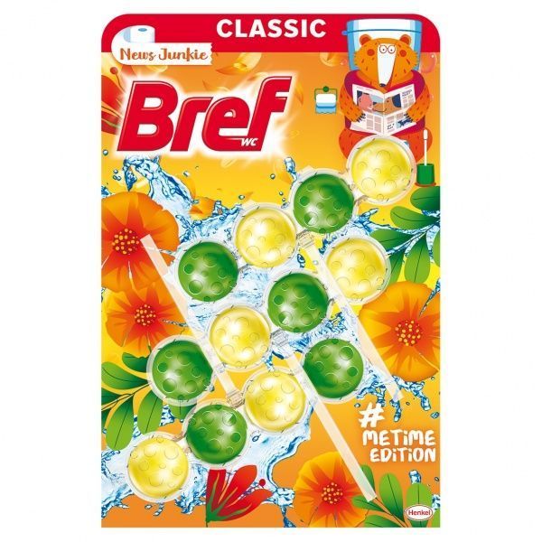 Туалетный блок Bref Сила актив «Фанат новостей» 3x50 г 