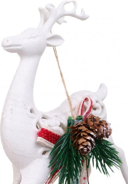 Декоративна підвіска Олень з декором 16 см білий NY21068