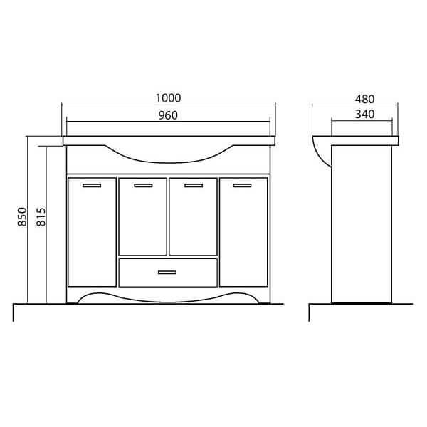 Тумба с умывальником Аква-Родос Классик 100 см 081300-u New Klasik орех