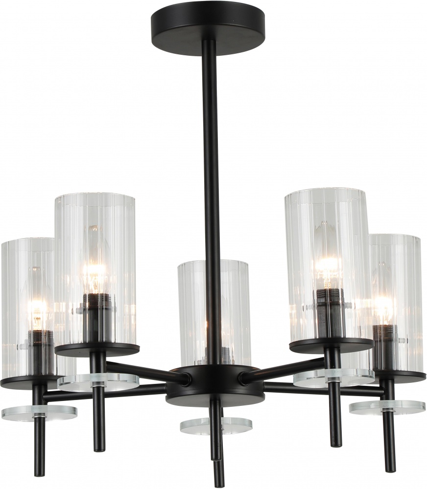 Люстра потолочная Sensio Canis 5x40 Вт E14 черный/прозрачный ALG-74590/5