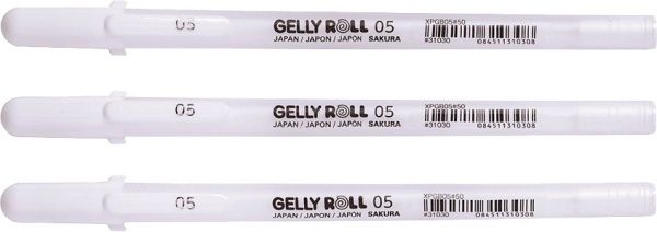 Набор ручек гелевых Sakura BASIC FINE 05 белая 3 штуки POXPGBWH3A 