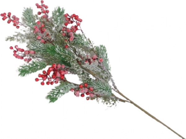 Гілочка декоративна засніжена із ягодами 88 см RS1Z1696A 