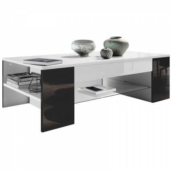 Стол журнальный Latium белый глянец/черный глянец 1180x370x600мм 
