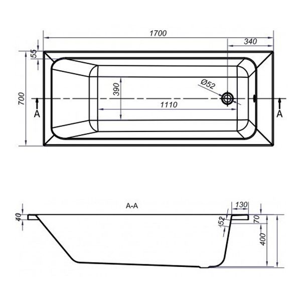 Ванна акрилова Cersanit Blissa UAZBR1000751296 170x70 з ніжками