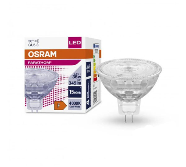 Лампа світлодіодна Osram 3,8 Вт MR16 прозора GU5.3 12 В 4000 К 4052899971684