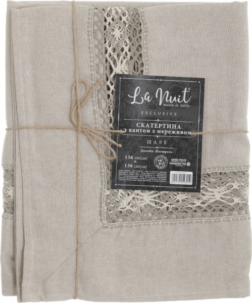 Скатертина Шале натюрель з кантом 136x136 см бежевий La Nuit 