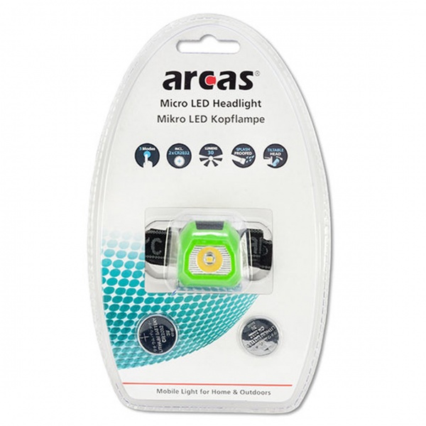Фонарь налобный Arcas LED Flashlight налобний 2*CR2032 BP1