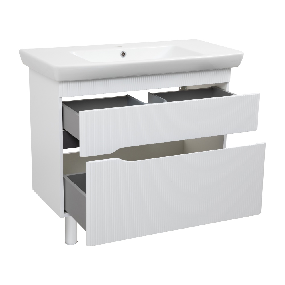 Тумба Aqua Rodos MONACO (белый мат) с умывальником Порто 95 см