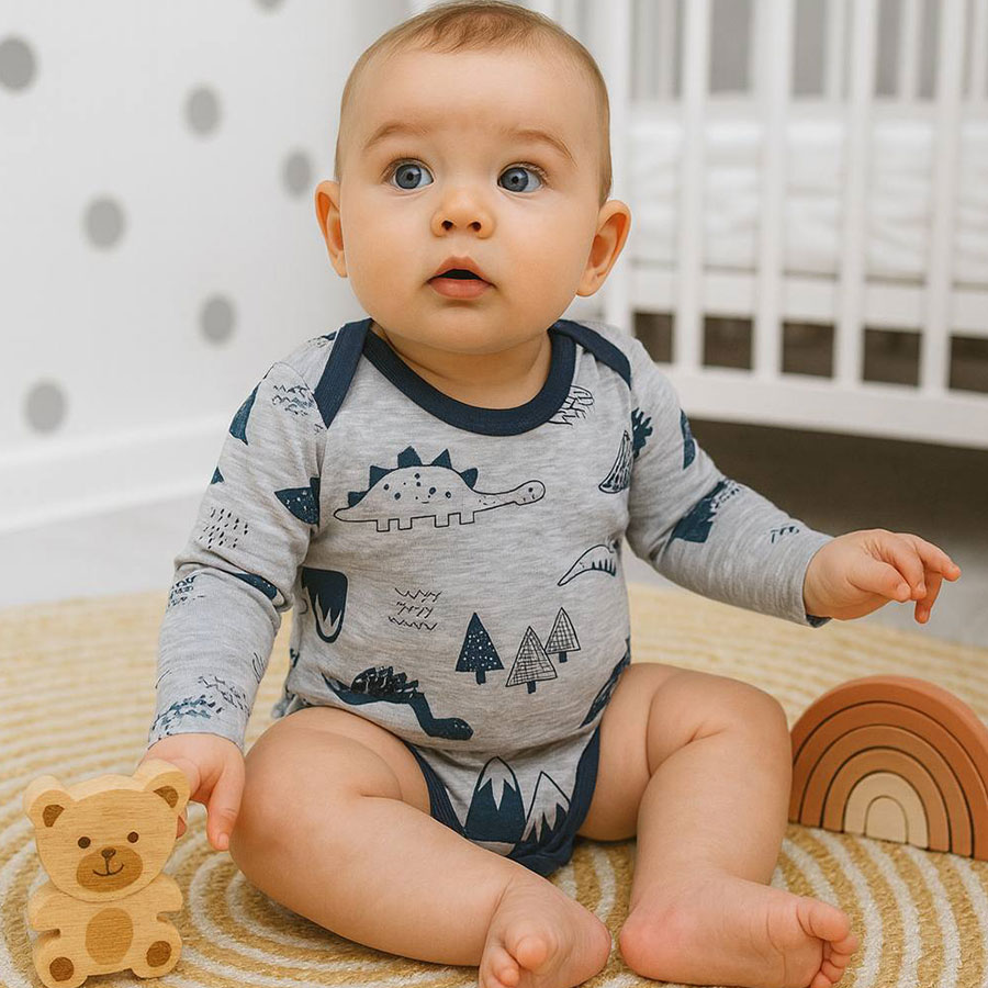 Боди детское для мальчика Blanka Дино р.56-62 серый 110843