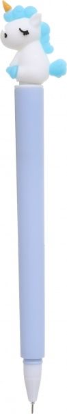 Ручка гелевая Голубой единорог светится 