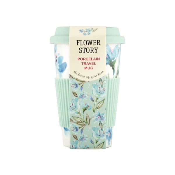 Чашка з кришкою Flower story Blue 440 мл 21-279-063 Keramia