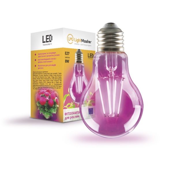 Лампа світлодіодна для росту рослин LightMaster LB-661 8 Вт E27 160 В прозора 