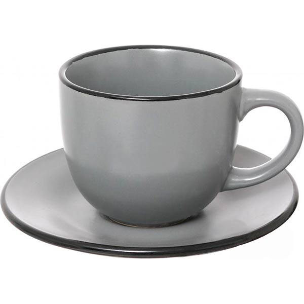 Чашка с блюдцем Happy Go Matte серая 240 мл