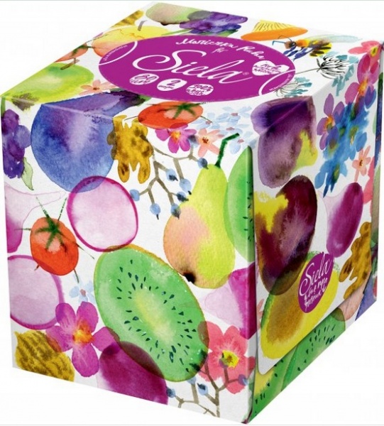 Салфетки бумажные в коробке SIELA косметические Калейдоскоп 80 шт.
