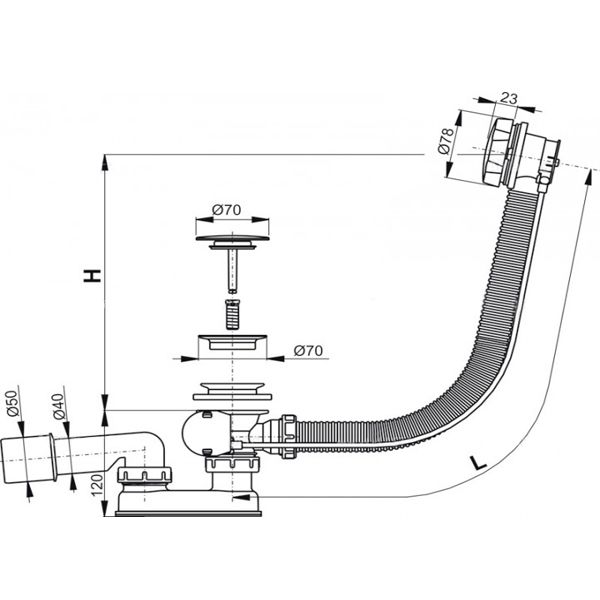 Сифон для ванны Alca Plast A55K-80