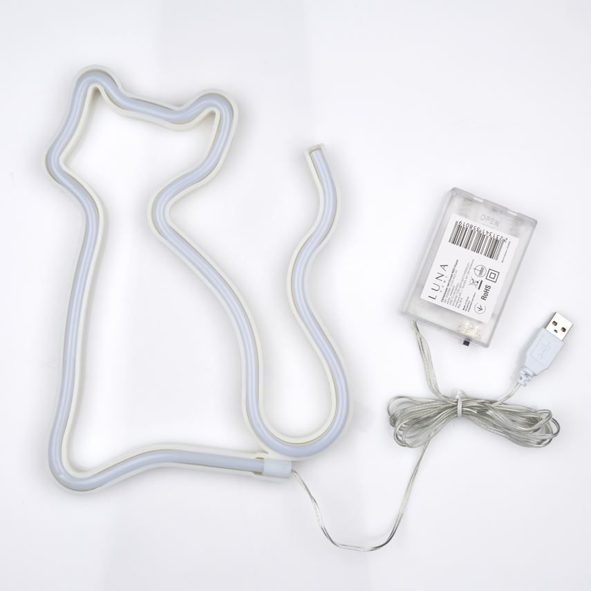 Неоновая вывеска Luna LUDS-NEO-40 Кішка розовый/теплый белый