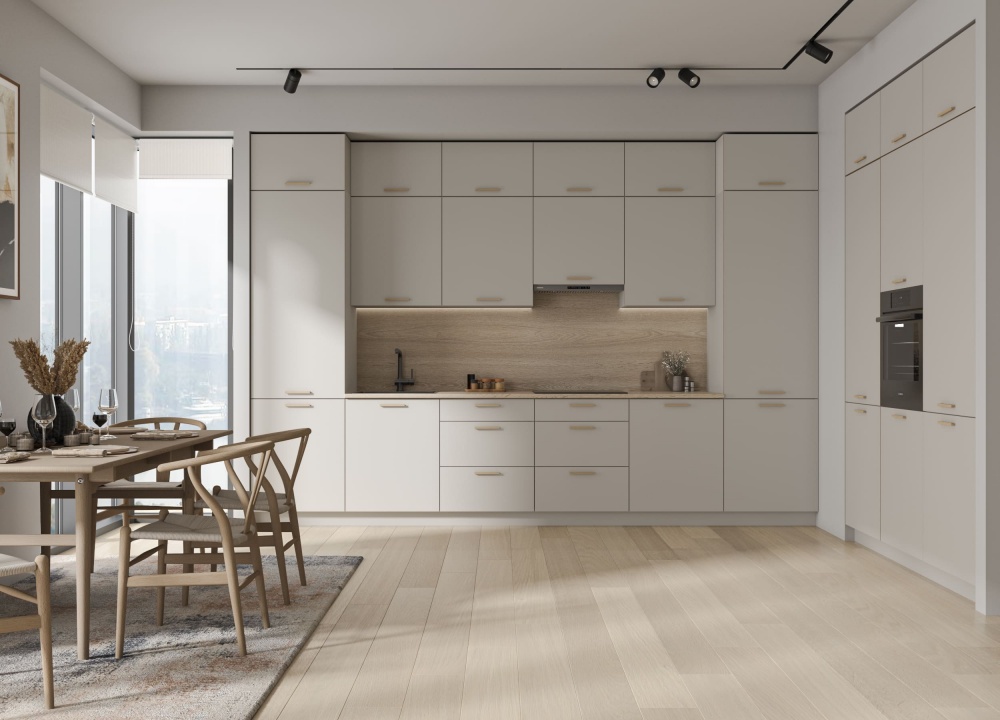 Шкаф верхний открытый МС кашемир / акцентная кромка орех / дуб артизан Грейд