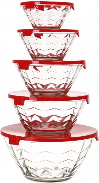 Набор салатников с крышкой 5 шт.в ассортименте Red Cherry