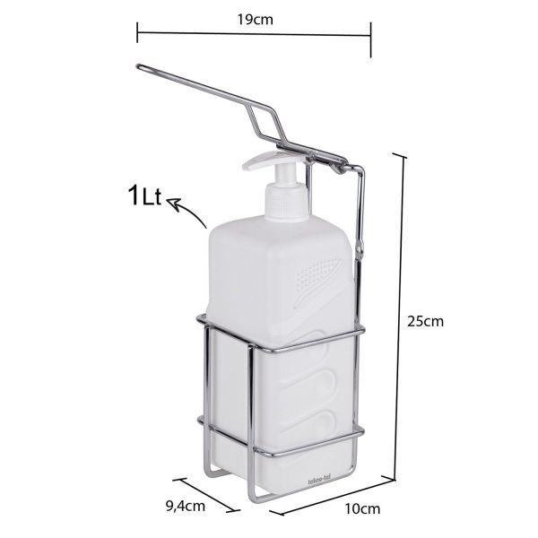 Дозатор Tekno-Tel ліктьовий 1л 9,4x10x25 см хром