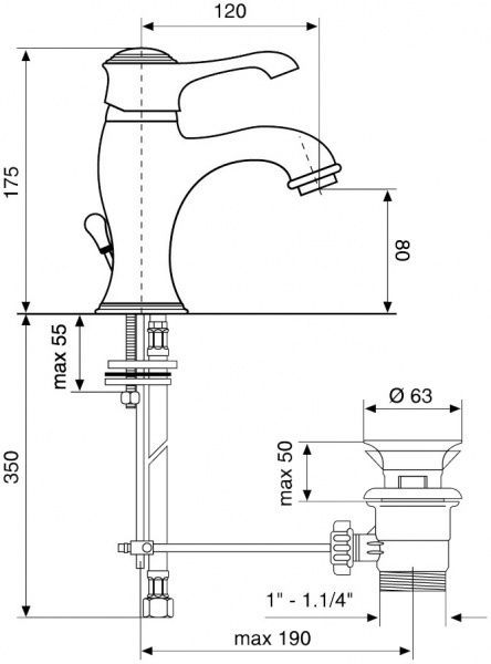 Змішувач для умивальника Emmevi Rubinetterie Tiffany CO6003