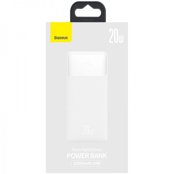 Универсальная мобильная батарея BASEUS Bipow PD 20W USB-C 2xUSB QC 3.0 10000 mAh white (PPDML-L02) 